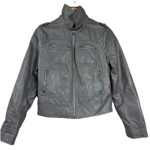 I.B Diffusion Motorcycle Jacket Coat Zip up Stylish Women RN# 34570 lining
